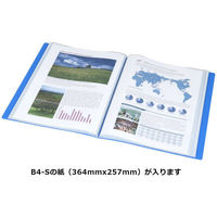 コクヨ　クリヤーブック（ウェーブカット・固定式）　B4タテ40ポケット　青　ブルー　ラ-T574B　1冊（わけあり品）