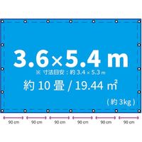 岡潮 ブルーシート#3000相当品:3.6m × 5.4m 302 1枚 580-3892（直送品）