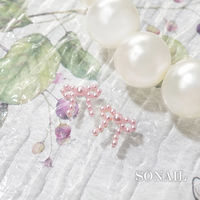 SONAIL ブリオン風パールリボン ピンク FY002118 148227 1セット(3個入)（直送品）