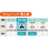 ミノル工業 通線用ワイヤー(3本撚り線 青) MC604030 1本（直送品）