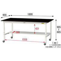 【車上渡し】山金工業 ワークテーブルLAB 実験台 耐薬品天板 高さ調整移動式 半面棚付 ブラック SLKAC-1890T-BKW 1台（直送品）