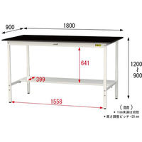 【車上渡し】山金工業 ワークテーブルLAB 実験台 耐薬品天板 高さ調整 半面棚付 ブラック SLKAH-1890T-BKW 1台（直送品）