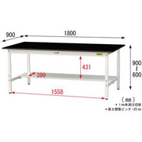 【車上渡し】山金工業 ワークテーブルLAB 実験台 耐薬品天板 高さ調整 半面棚付 ブラック SLKA-1890T-BKW 1台（直送品）