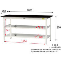 【車上渡し】山金工業 ワークテーブルLAB 実験台 耐薬品天板 中間棚付 全面棚付 ブラック SLKH-1875TTF-BKW 1台（直送品）