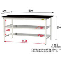 【車上渡し】山金工業 ワークテーブルLAB 実験台 耐薬品天板 中間棚付 半面棚付 ブラック SLKH-1890TF-BKW 1台（直送品）