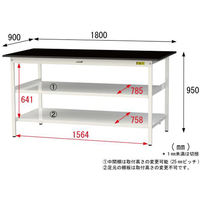 【車上渡し】山金工業 ワークテーブルLAB 実験台 耐薬品天板 中間棚付 全面棚付 ブラック SLKH-1890TTF-BKW 1台（直送品）