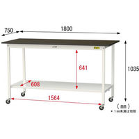 【車上渡し】山金工業 ワークテーブルLAB 実験台 指紋レス天板 キャスター 全面棚 ブラウン SLMHC-1875TT-BRW 1台（直送品）