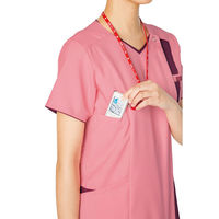 【再検品商品】フォーク レディスジップスクラブ ベージュ×Dネイビー S 7023SC-10ーS 1枚　スクラブ（わけあり品）