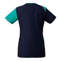 【再検品商品】フォーク レディスジップスクラブ ネイビー×エムグリーン M 7048SC-4-M 1枚　スクラブ（わけあり品）