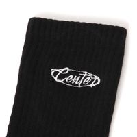 レディース ロングロゴ刺繍ソックス ブラック 23～25cm LAKOLE/ラコレ
