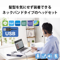 ヘッドセット ネックバンドタイプ/USB接続/マイク搭載/両耳/軽量 HS-NB05UBK ブラック 1個 エレコム