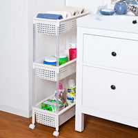 平和工業 ランドリーバスケット バスケットワゴン 3段 スリム アイボリー キャスター付 208823 1個