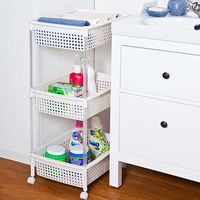 平和工業 ランドリーバスケット バスケットワゴン 3段 アイボリー キャスター付 208824 1個