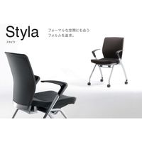 【設置込】コクヨ スタイラ 肘付 ポリキャスター インディゴブルー×ブラック CK-921GMT5-V 1脚（直送品）