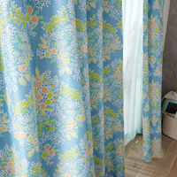 スミノエ デザインライフ セミオーダー カーテン ミックスブーケ 2600×2300mm ブルー 1セット(2枚入)（直送品）