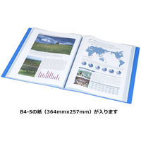 コクヨ　クリヤーブック（ウェーブカット・固定式）　B4タテ40ポケット　青　ブルー　ラ-T574B　1冊