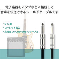 アナログケーブル シールドケーブル φ6.3-φ6.3 3m 楽器用 黒 DH-SH30BK エレコム 1個