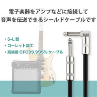 アナログケーブル シールドケーブル φ6.3(L字)-φ6.3 3m 楽器用 黒 DH-SHL30BK エレコム 1個