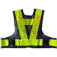 ミズケイ LED安全ベストファスナー式ショート丈「スマートくん」<紺/黄>赤LED 5941242 1枚 477-4731（直送品）