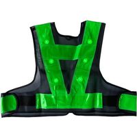 ミズケイ LED安全ベストファスナー式ショート丈「スマートくん」<紺/緑>緑LED 5941245 1枚 477-4760（直送品）