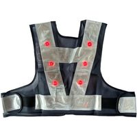 ミズケイ LED安全ベストファスナー式ショート丈「スマートくん」<紺/白>赤LED 5941241 1枚 477-6285（直送品）