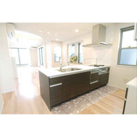 明和グラビア キッチンマット 拭ける 45×240cm 柄物 クリア フラワー 360723 1個（直送品）