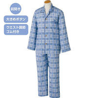 ケアファッション 大きめボタン楊柳パジャマ ブルー S W01981094 1着（直送品）