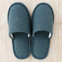 スリッパ 外縫いタイプ 室内 洗濯可 静音 滑り止め付 Lサイズ ダークブルー 1足 オリジナル