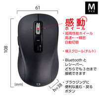 ナカバヤシ Bluetooth/USB無線 静音 5ボタン BlueLEDマウス M クロ MUS-DKF242BK 1個