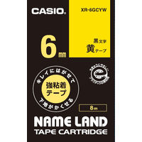 カシオ CASIO ネームランド テープ キレイにはがせる強粘着 幅6mm 黄ラベル 黒文字 8m巻 XR-6GCYW