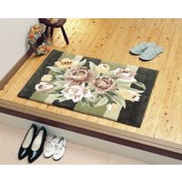 ファミリー・ライフ 天津フックカービング玄関マットグリーン系LL 80×150cm 50237（直送品）