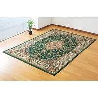 ファミリー・ライフ ＜ヒートセット加工＞ペルシャ柄ウィルトン織ダイニングカーペット 3畳用 グリーン a1770720（直送品）