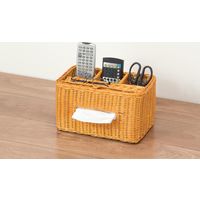 ファミリー・ライフ 天然籐ティッシュケース（収納付き） 03647（直送品）