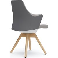 オカムラ ライブス ワークチェア ローバック 木脚/ナチュラル 張地：ツイル（ツートン） グレー/ライトグレー/ホワイト CD63YW FLA2 1脚（直送品）