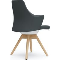 オカムラ ライブス ワークチェア ローバック 木脚/ナチュラル 張地：ツイル（単色） ダークグレー/ホワイト CD63YW FKY1 1脚（直送品）