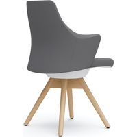 オカムラ ライブス ワークチェア ローバック 木脚/ナチュラル 張地：ツイル（単色） グレー/ホワイト CD63YW FKY2 1脚（直送品）