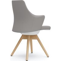 オカムラ ライブス ワークチェア ローバック 木脚/ナチュラル 張地：ツイル（単色） ライトグレー/ホワイト CD63YW FKY3 1脚（直送品）