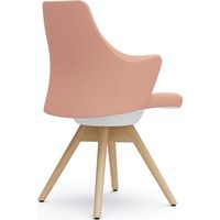 オカムラ ライブス ワークチェア ローバック 木脚/ナチュラル 張地：ツイル（単色） ペールピンク/ホワイト CD63YW FKZ7 1脚（直送品）