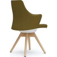 オカムラ ライブス ワークチェア ローバック 木脚/ナチュラル 張地：ツイル（単色） イエローグリーン/ホワイト CD63YW FKY9 1脚（直送品）