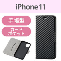 iPhone11 ケース カバー 手帳 フラップ マグネット カード 収納 スタンド 薄型 スリム ブラック PM-A19CPLFUCB エレコム 1個