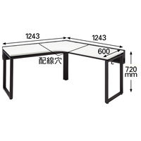 【組立設置込】Ceha プレノデスクシステム 120度天板デスク　幅1243×奥行1243×高さ720mm 天板ホワイト/脚ブラック　1台（4梱包）（取寄品）