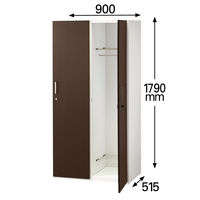 スマイル 木扉スチールロッカー 2連2人用（ワイド） シリンダー錠 ダーク 幅900×奥行515×高さ1790mm 1台（3梱包）組立式