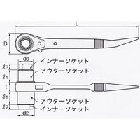 スーパーツール 4サイズラチェットレンチ アルミ SRF3A 1個