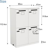 【軒先渡し】Y2K AKIRA ロッカー 4人用 2列2段 幅800×奥行410×高さ1130mm ホワイト 1台（直送品）