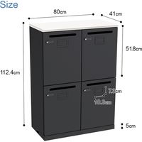 【軒先渡し】Y2K AKIRA ロッカー 4人用 2列2段 幅800×奥行410×高さ1130mm ホワイト/ブラック 1台（直送品）