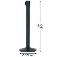 アスプルンド 自動ロック機能付きべルトポールパーティション スタンダード　マットブラック（ベルト:ブラック） 1セット（8台（6梱包））