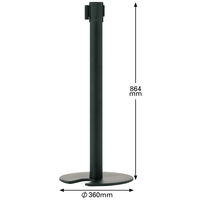 アスプルンド 自動ロック機能付きべルトポールパーティション スタッキング　マットブラック（ベルト:レッド） 1セット（8台（6梱包））