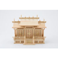 静岡木工 神棚の里 屋根違い三社 小 本金具 幅500×奥行220×高さ400mm 白木 1台（直送品）