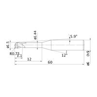 三菱マテリアル エムエスプラスエンドミル MP2XLBR0075N120S06 1本（直送品）
