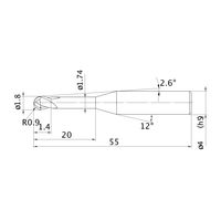 三菱マテリアル エムエスプラスエンドミル MP2XLBR0090N200 1本（直送品）